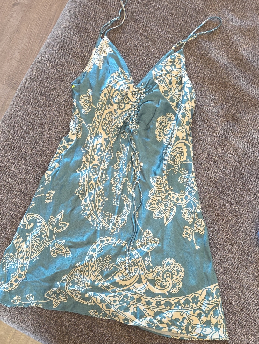 Zara Teal and Cream Paisley Slip Dress